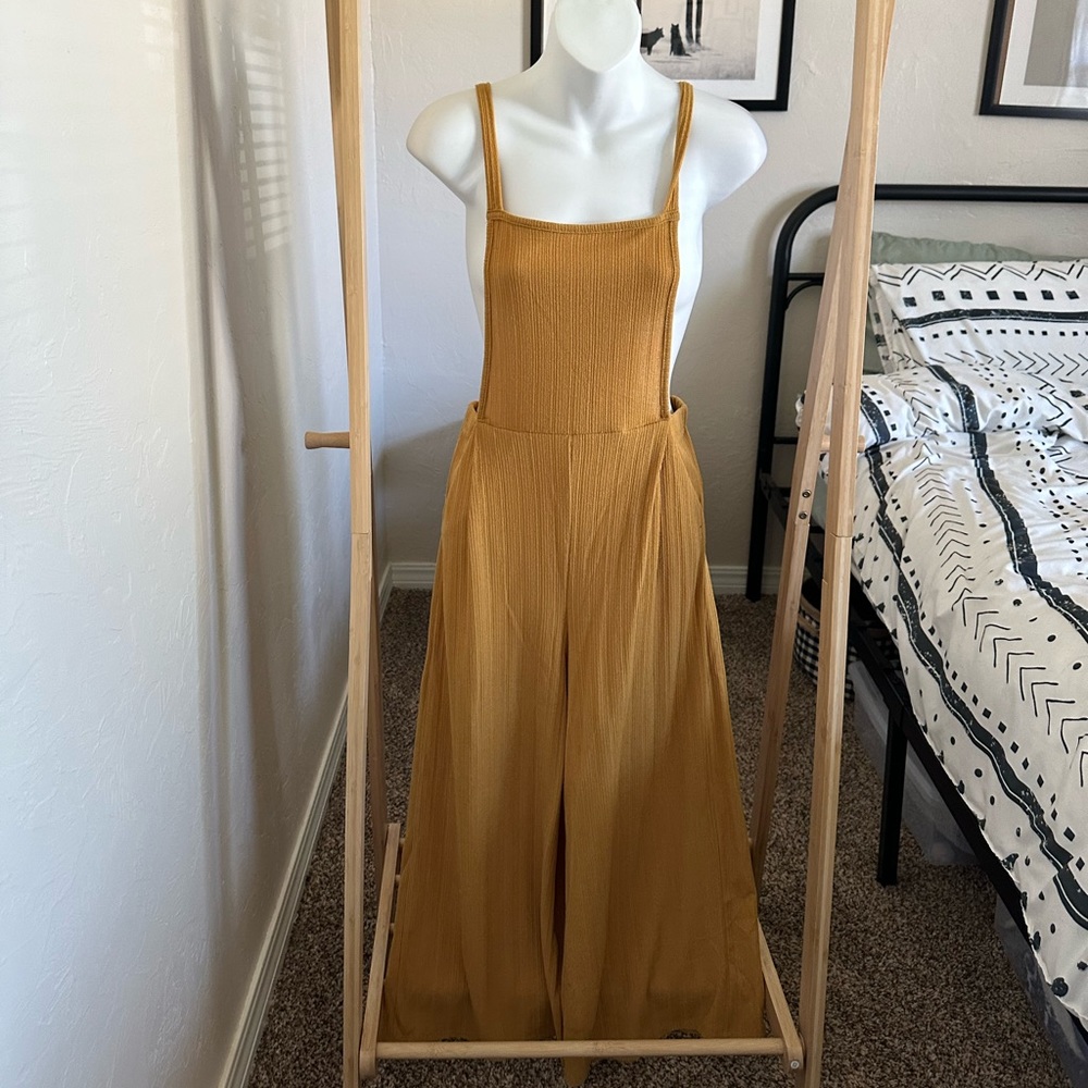 🚫 SOLD Mustard Yellow Wide Leg Overalls Jumpsuit
